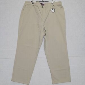 Gloria Vanderbilt Amanda Khaki Classic Fit Tapered Leg Pants Women 22W Short NEW
